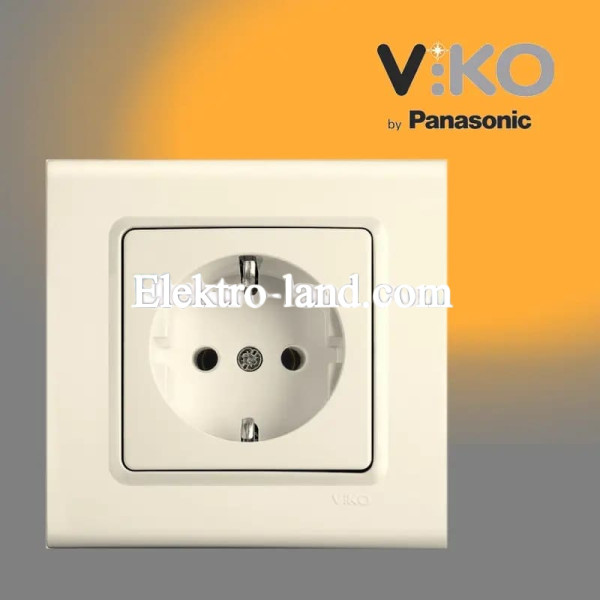 Розетка одинарная с заземлением крем VIKO LINNERA 